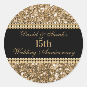 Sticker Rond 15e anniversaire de Mariage Célébration Parties sc