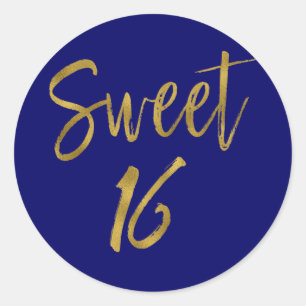 Sticker Rond 16 ans   Sweet sixteen Marine Blue Anniversaire