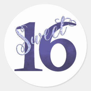 Sticker Rond 16 ans Violet violet Faux Parties scintillant An