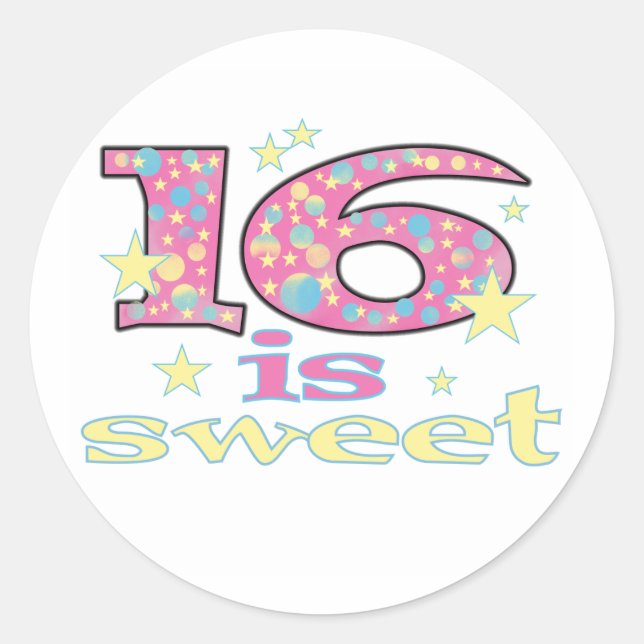 Sticker Rond 16 est sucré (Devant)