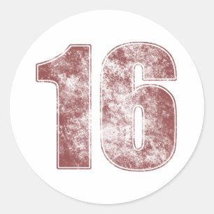 Sticker Rond 16e anniversaire Red Grunge
