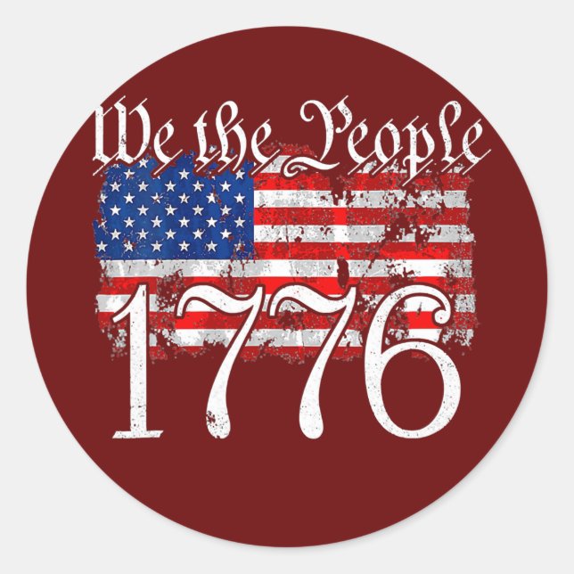 Sticker Rond 1776 Nous les Peuples Betsy Ross 4 juillet (Devant)