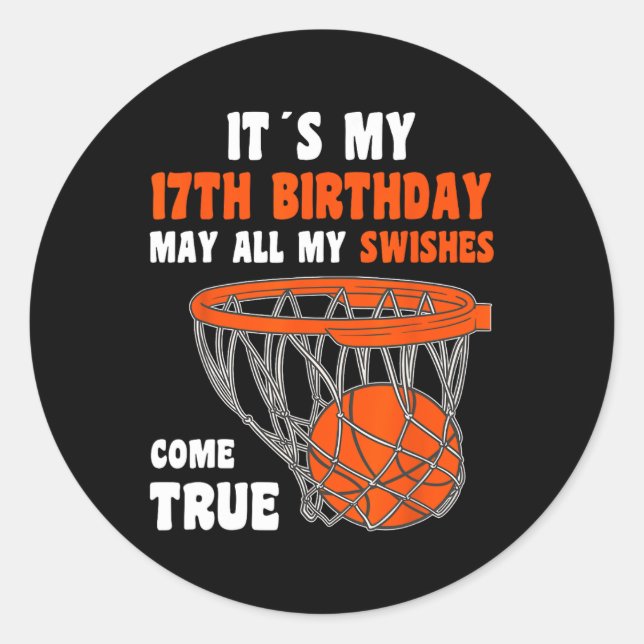 Sticker Rond 17 Ans Joyeux 17e anniversaire Basketball 17e Bi (Devant)
