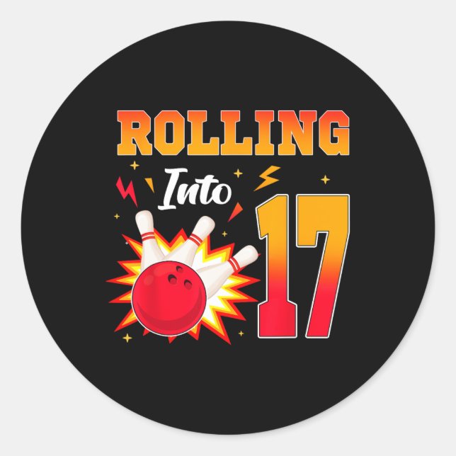 Sticker Rond 17 Bowling Anniversaire Fête 17 Ans (Devant)