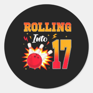 Sticker Rond 17 Bowling Anniversaire Fête 17 Ans