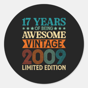 Sticker Rond 17e anniversaire 17 ans d'être génial Vintage 17