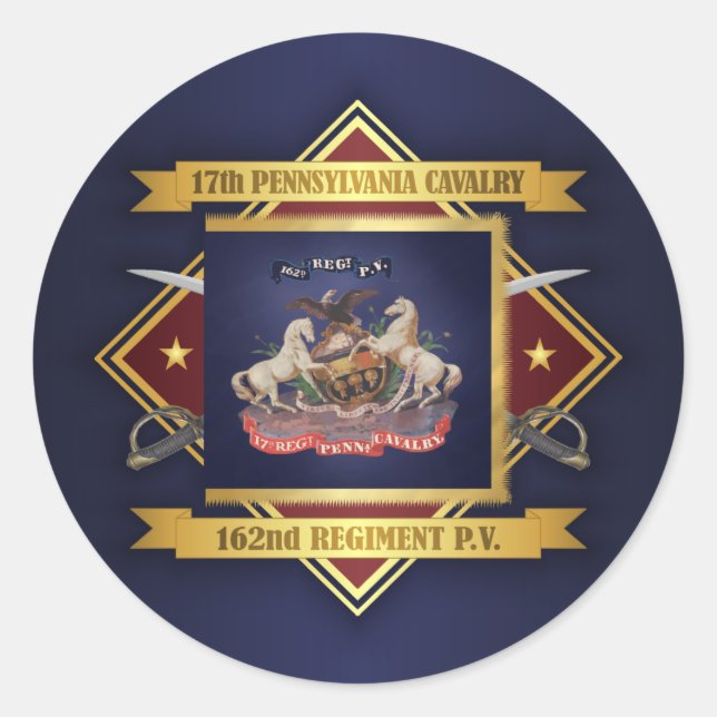 Sticker Rond 17e Cavalerie de Pennsylvanie (Devant)