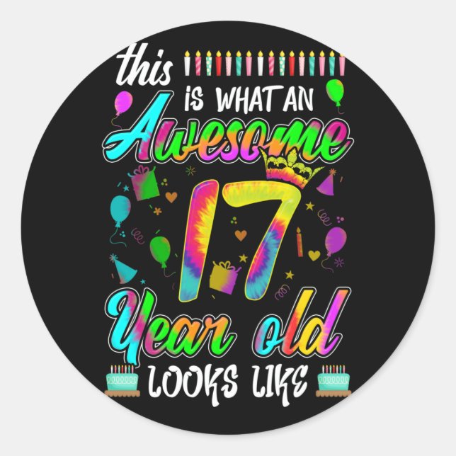 Sticker Rond 17ème anniversaire Awesome 17 ans il semble (Devant)