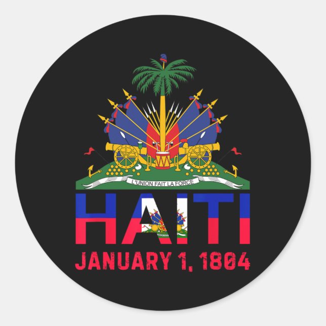 Sticker Rond 1804 Haïti Island Cute Haïti Date De L'Indépendanc (Devant)