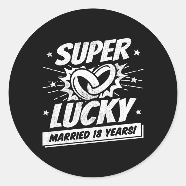 Sticker Rond 18 Ans Mariés 18E Anniversaire Du Mariage (Devant)