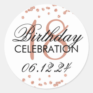 Sticker Rond 18e anniversaire Rose Gold Faux Parties scintillan