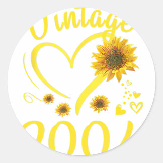 Sticker Rond 18e anniversaire Vintage 2004 Heart Sunflower 18 a