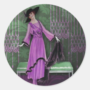 Sticker Rond 1913 Luxe : Mode Vintage à Lilac & Mint