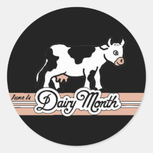 Sticker Rond 1950 Retro Mois laitier Vache