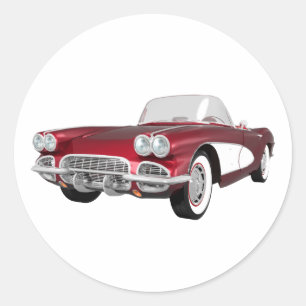 Sticker Rond 1961 Corvette C1 : Candy Apple Finish :