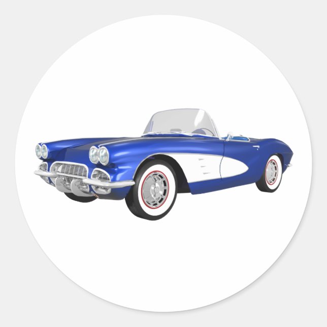 Sticker Rond 1961 Corvette C1 : Finition bleue : (Devant)