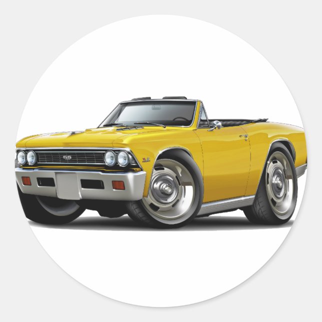 Sticker Rond 1966 Chevelle Yellow Convertible (Devant)