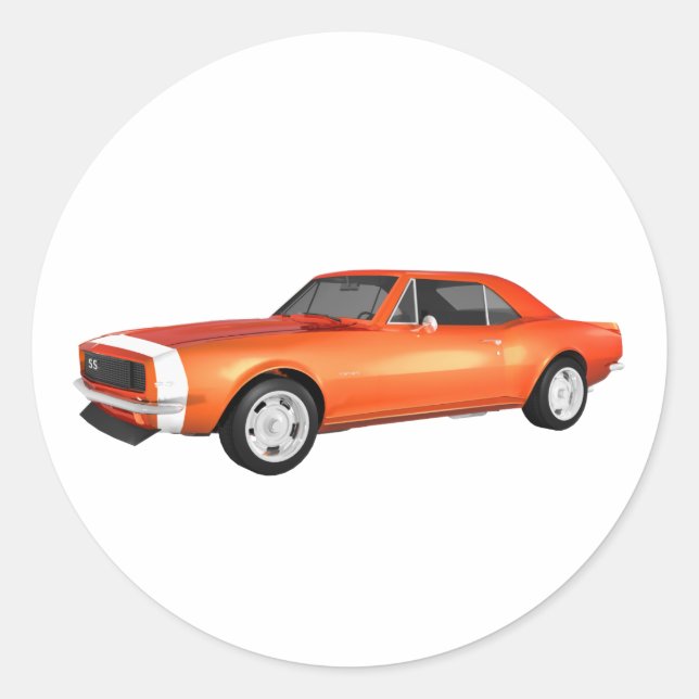 Sticker Rond 1967 Camaro SS : Finition orange : modèle 3D : (Devant)