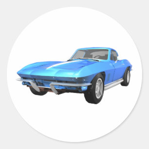 Sticker Rond 1967 Corvette Sports Car : Blue Finish :
