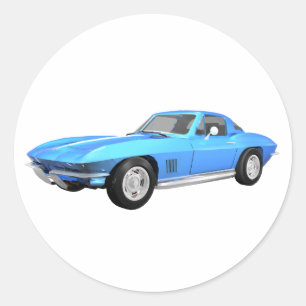Sticker Rond 1967 Corvette Sports Car : Blue Finish :
