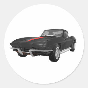 Sticker Rond 1967 Corvette Sports Car : Noir Finish :