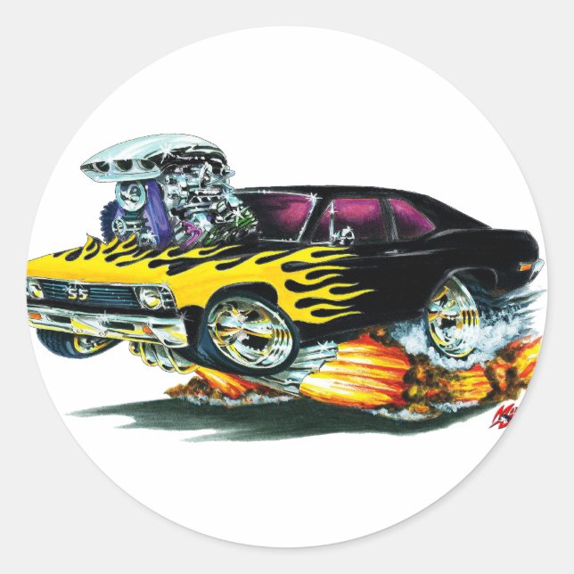 Sticker Rond 1968-1970 Nova Black Flames (Devant)