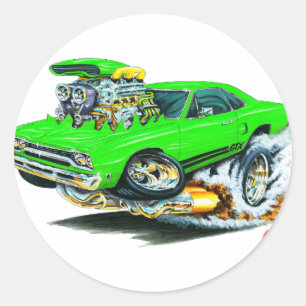 Sticker Rond 1968-69 Plymouth GTX Lime Car