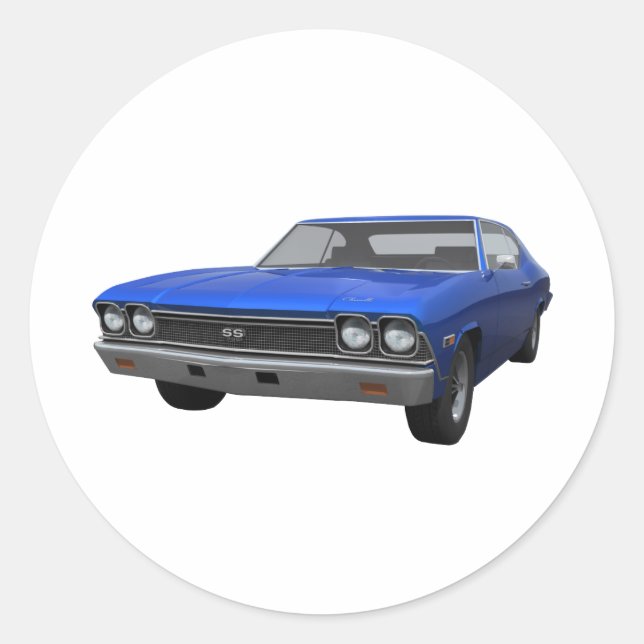 Sticker Rond 1968 Chevelle SS : Finition bleue (Devant)