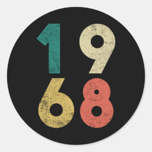 Sticker Rond 1968 Vintage Birthday Retro