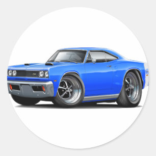 Sticker Rond 1969 Super Bee Blue-White Double Scoop Hood