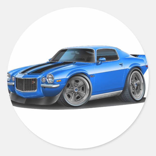 Sticker Rond 1970-73 Camaro Blu/Blk Car (Devant)