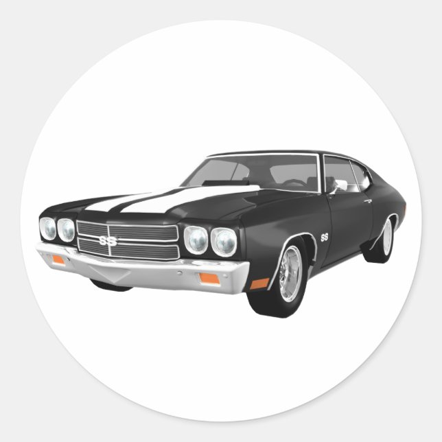 Sticker Rond 1970 Chevelle SS : Noir Finish : (Devant)