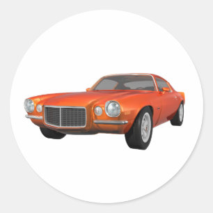 Sticker Rond 1972 Camaro : Muscle Car : Orange Finish :