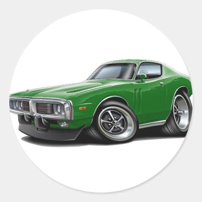 Sticker Rond 1973-74 Charger Green Car (Devant)