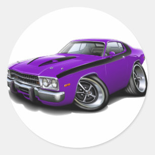 Sticker Rond 1973-74 Voiture Purple-Noir