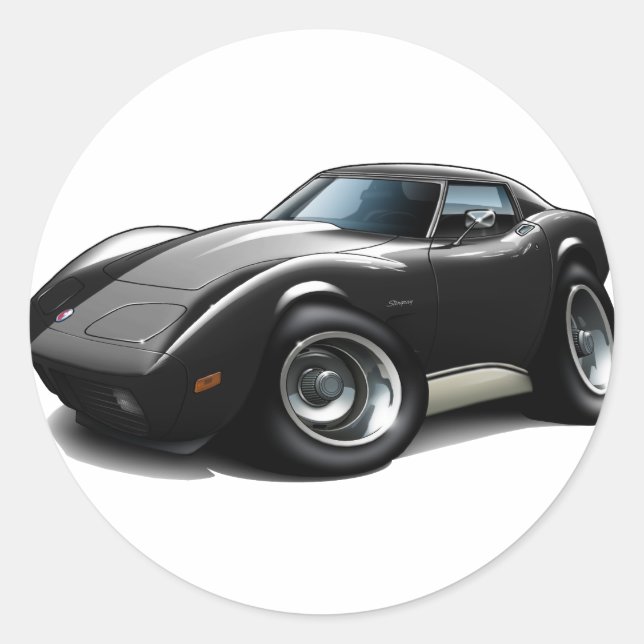 Sticker Rond 1973-76 Corvette Black Car (Devant)