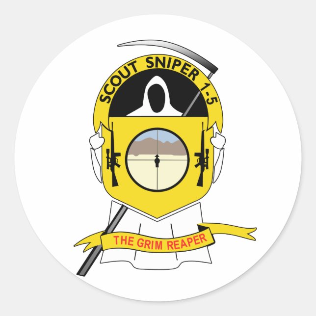 Sticker Rond 1-5-1 Sniper à scouts (Devant)