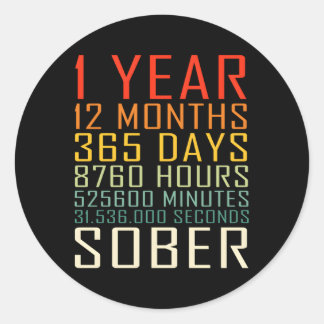 Sticker Rond 1 an Anniversaire de la sobriété 1 ans