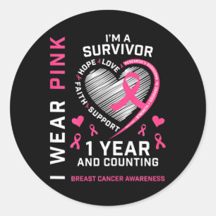 Sticker Rond 1 an Cancer Libre Maman Pink Sensibilisation Danse