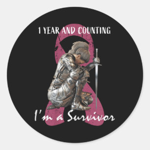 Sticker Rond 1 an Cancer Sans Pink Breast Cancer Survivant Gif