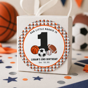 Sticker Rond 1 Ball Sports Thème Le 1er anniversaire du garçon