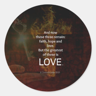 Sticker Rond 1 Corinthiens 13:13 Versets de la Bible Citation s