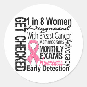 Sticker Rond 1 dans 8 femmes - conscience de cancer du sein