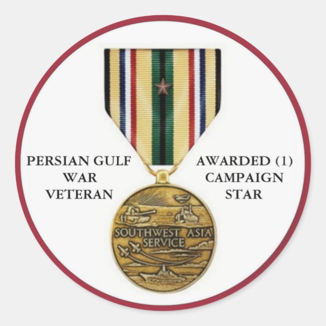 STICKER ROND 1 ÉTOILE DE CAMPAGNE PERSIAN GULF VETERAN (Devant)