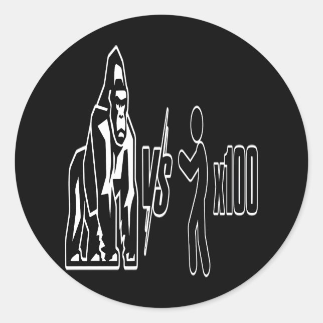 Sticker Rond 1 Silverback Gorilla vs 100 Humans_3 (Devant)