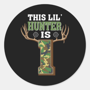 Sticker Rond 1er Anniversaire Chasse Cerf 1 An Chasseur