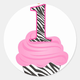 Sticker Rond 1er anniversaire Diva Cupcake
