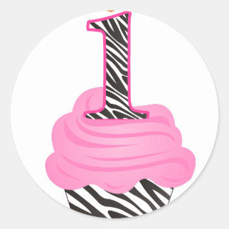 Sticker Rond 1er anniversaire Diva Cupcake