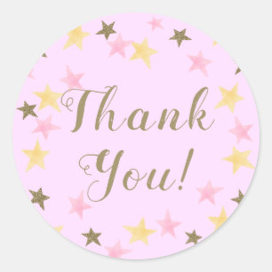 Sticker Rond 1er anniversaire Twinkle Little Star Rose Girl