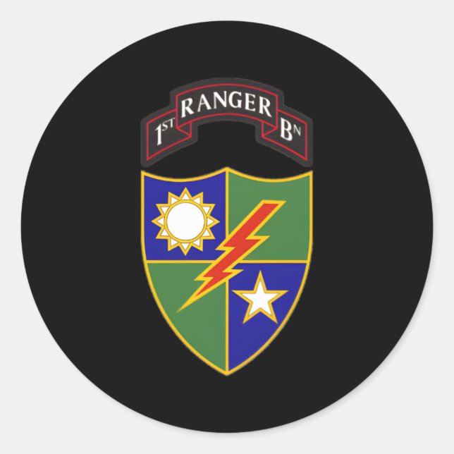 Sticker Rond 1Er Bataillon 75Ème Régit Des Rangers (Devant)